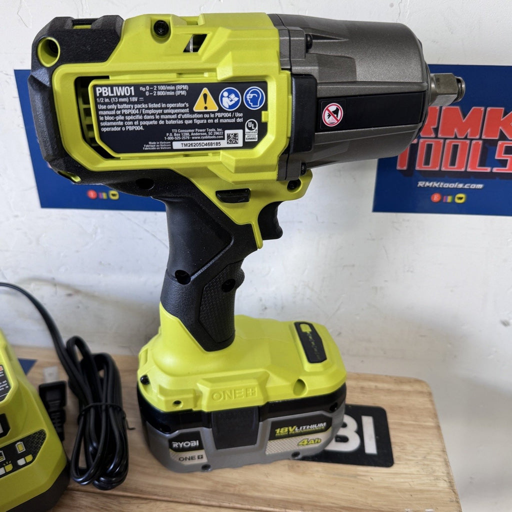Ryobi PBLIW01K1 18V ONE+ HP Impact Wrench Kit 4Ah Battery Charger Tested