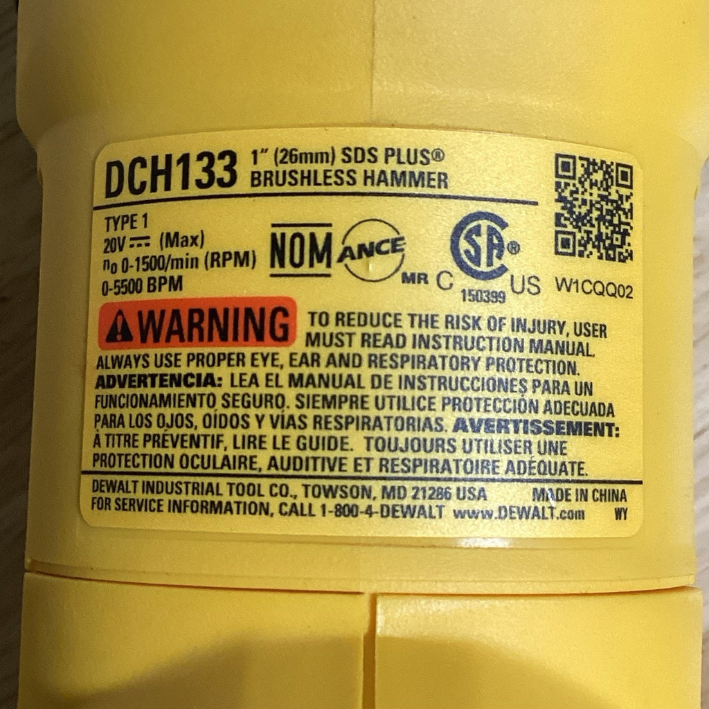 DEWALT DCH133B 20V Max XR Rotary Hammer Drill TOOL ONLY