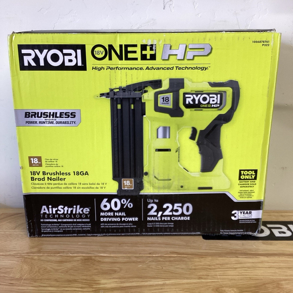 Ryobi One+ HP 18v Brushless Brad Nailer Tool Only (P322)