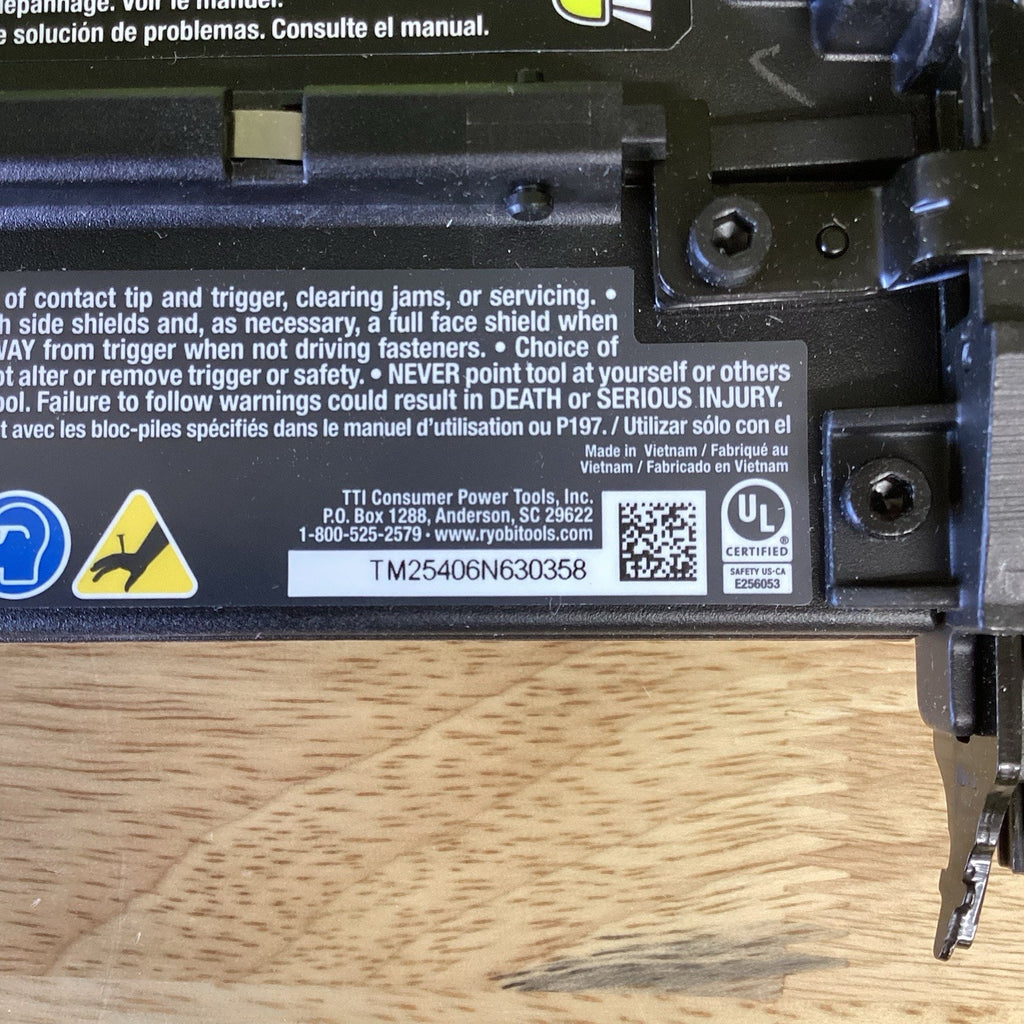 Ryobi One+ HP 18v Brushless Brad Nailer Tool Only (P322)