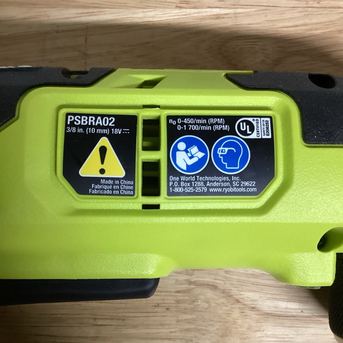 Ryobi 18V Cordless Right Angle Drill - PSBRA02B Tool Only