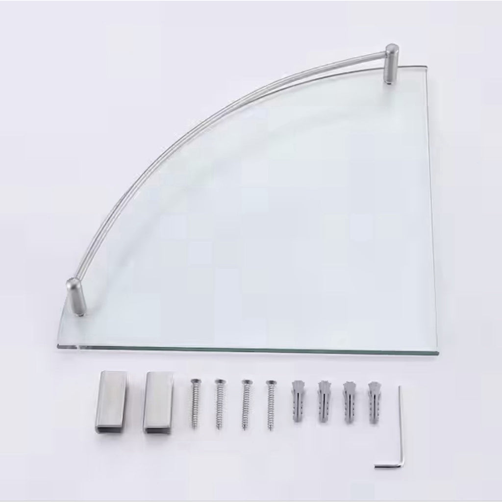 ACEHOOM 14" W x 10" D x 1.6" H Wall Mount Bathroom Corner Triangle Glass Shelf