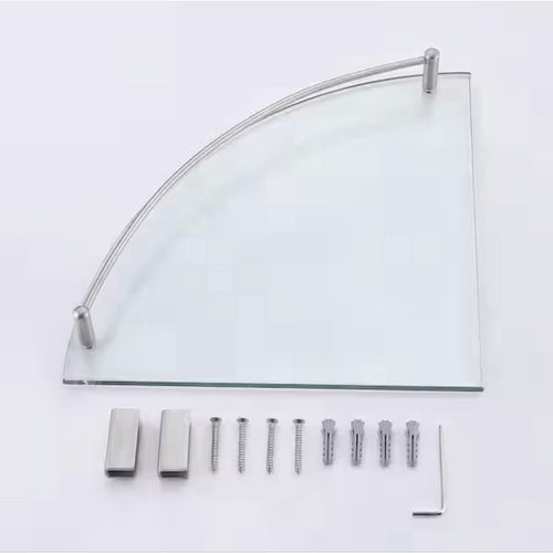 ACEHOOM 14" W x 10" D x 1.6" H Wall Mount Bathroom Corner Triangle Glass Shelf