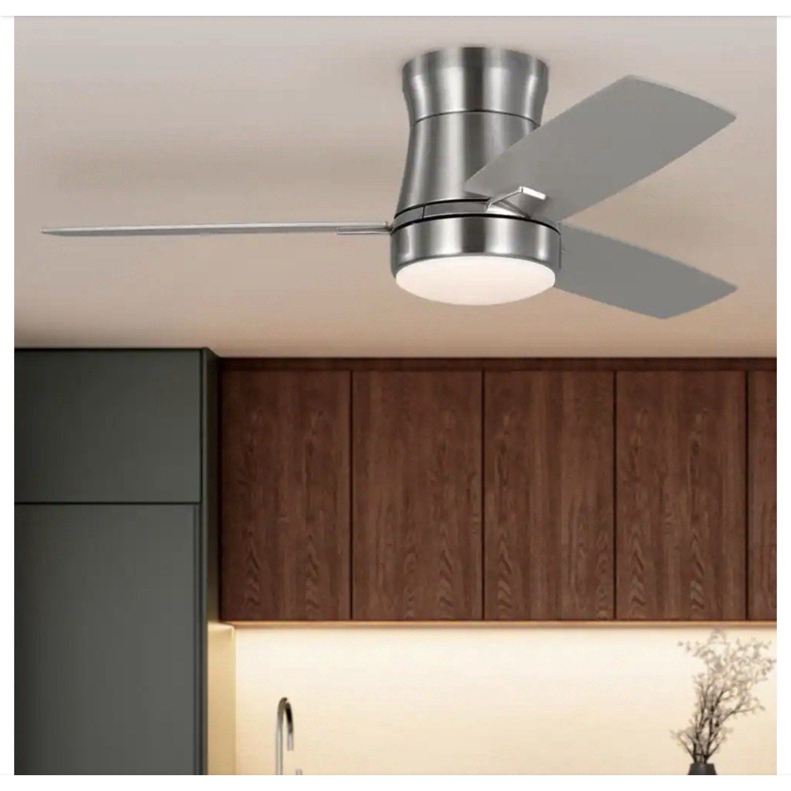 Hampton Bay Bellport 42 in. Brushed Nickel Flush Mount Standard Ceiling Fan