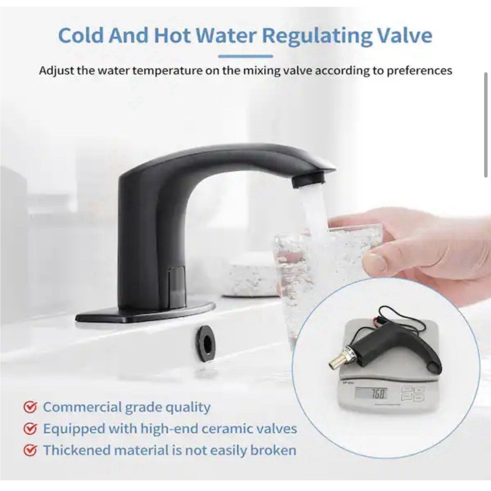 BWE A-918106-B Automatic Sensor Touchless Bathroom Sink Faucet Matte Black (2 available)
