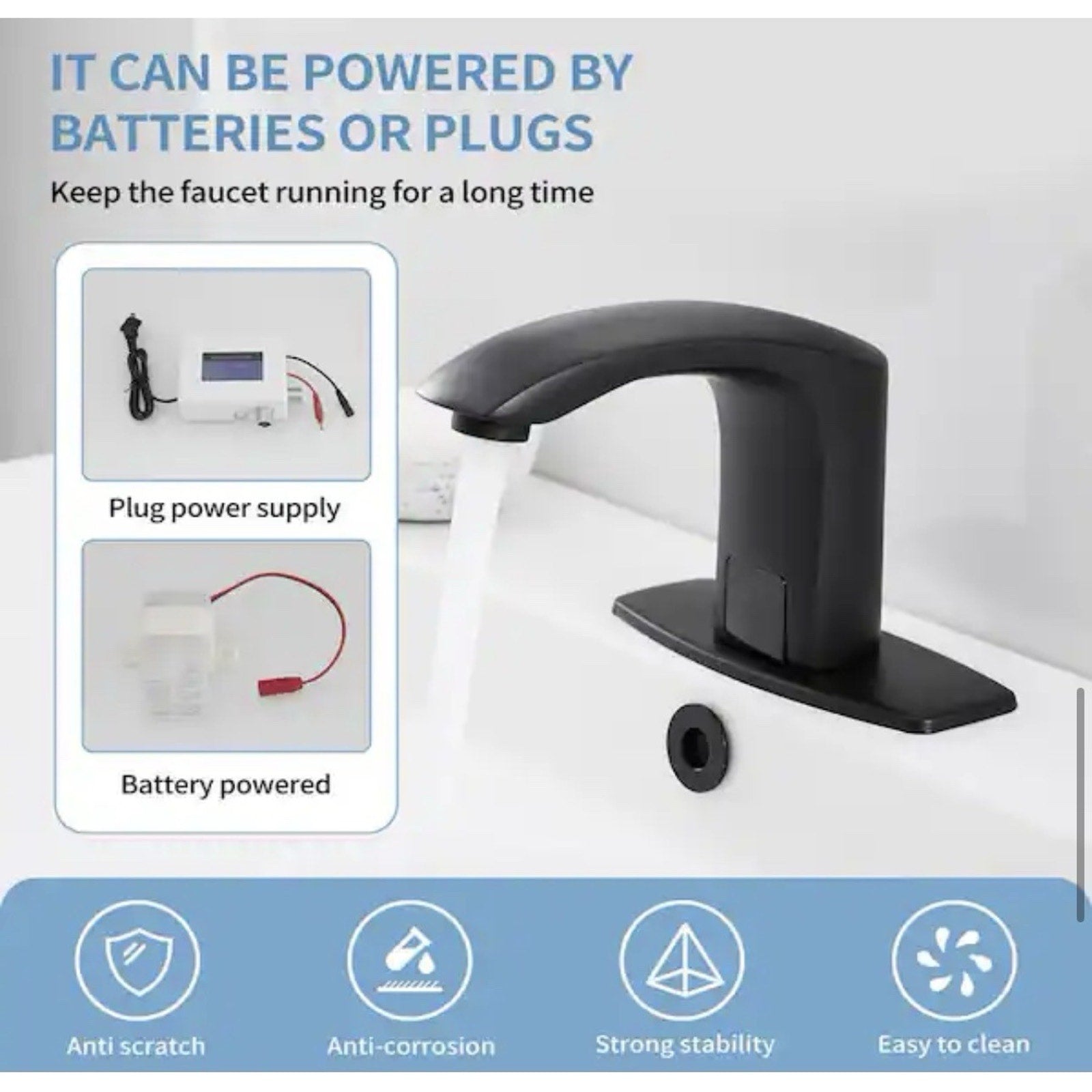BWE A-918106-B Automatic Sensor Touchless Bathroom Sink Faucet Matte Black (2 available)