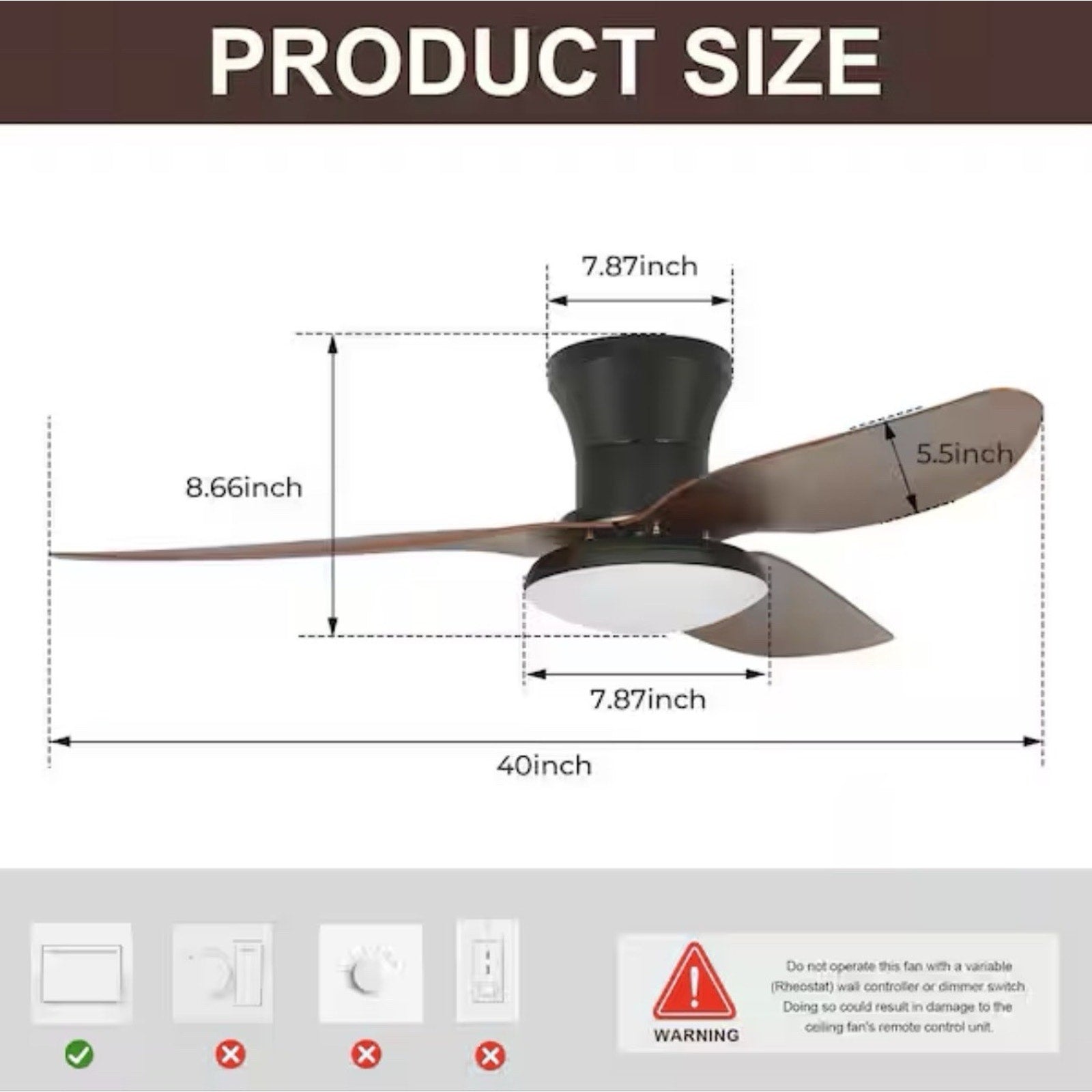 Tozing 40in. Smart Indoor Black Wood Fan