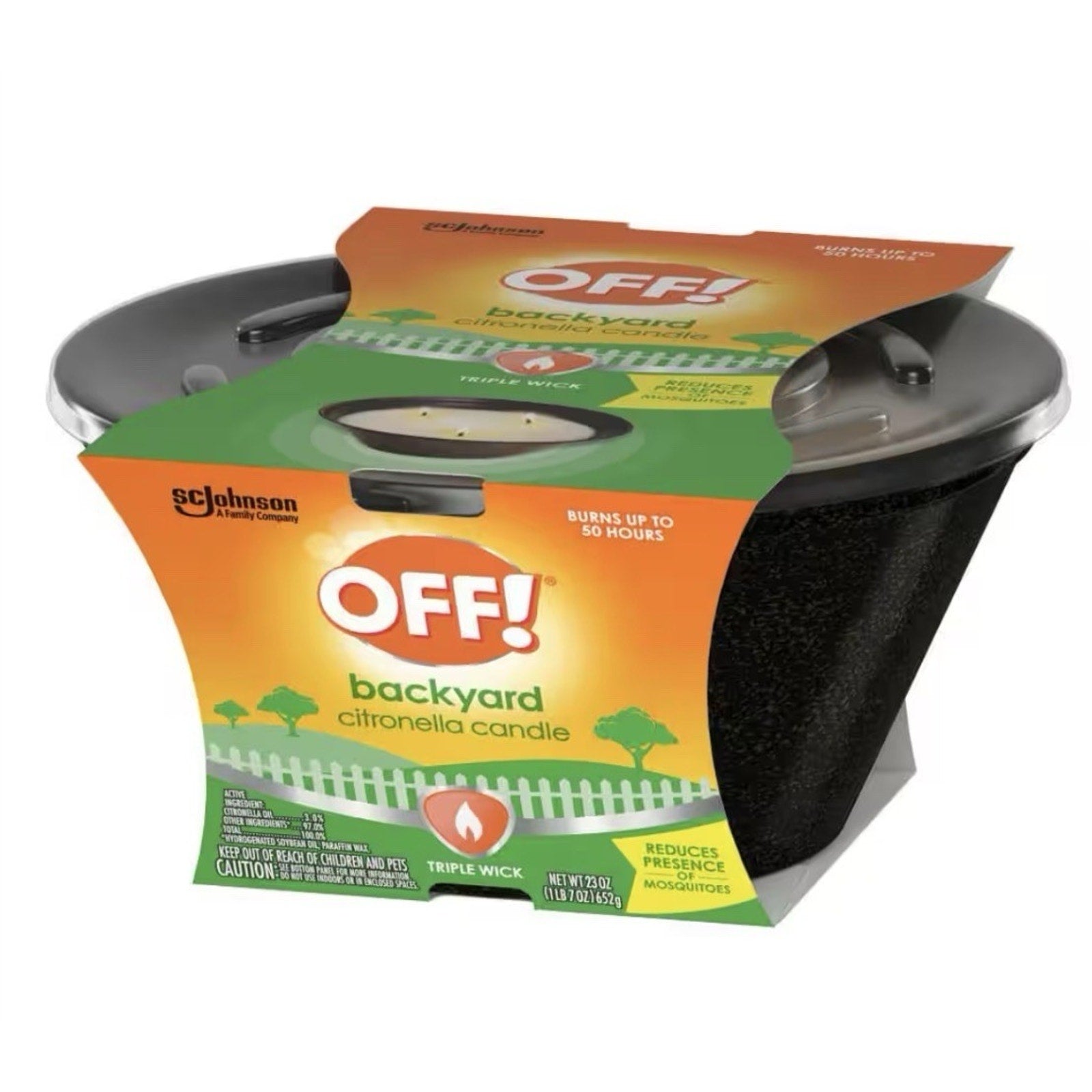 OFF! Backyard Triple Wick Citronella Scented Candle Tin Bucket 23oz New