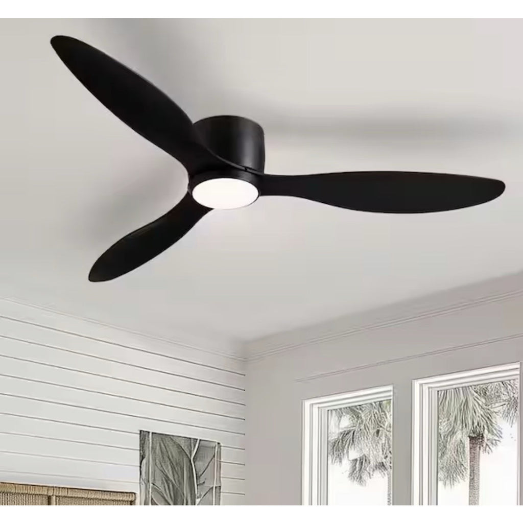 WDETR 52in Black Low Profile Ceiling Fan Light Remote SPM-1164-02 NEW