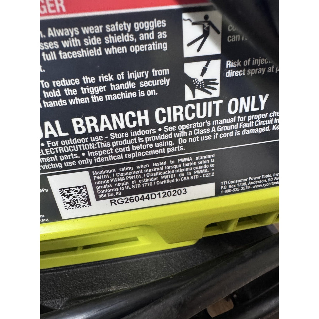 Ryobi RY141803 CORDED 1800 PSI Electric Pressure Washer Tested Complete