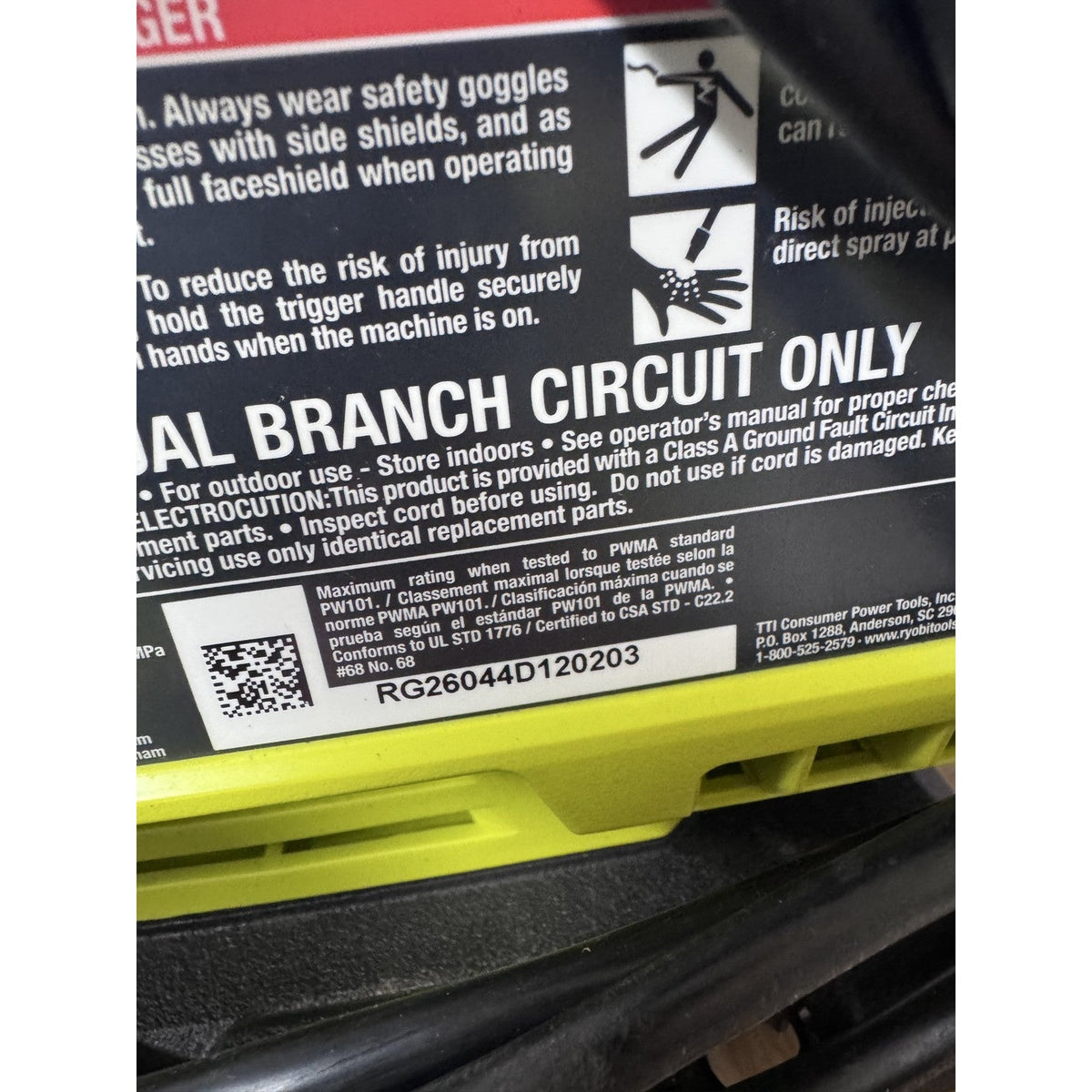 Ryobi RY141803 CORDED 1800 PSI Electric Pressure Washer Tested Complete