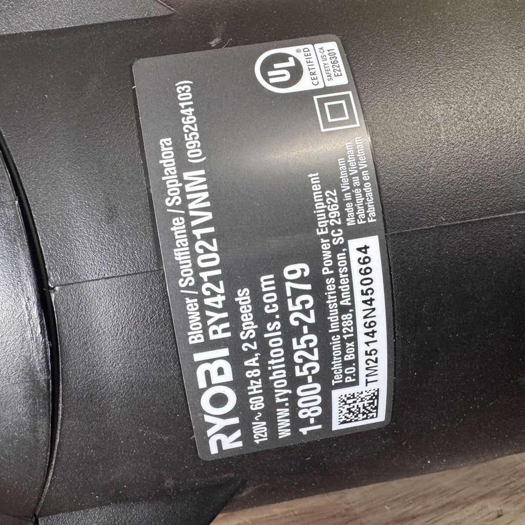 Ryobi RY421021VNM CORDED Electric Jet Fan Blower 440 CFM Tested Used