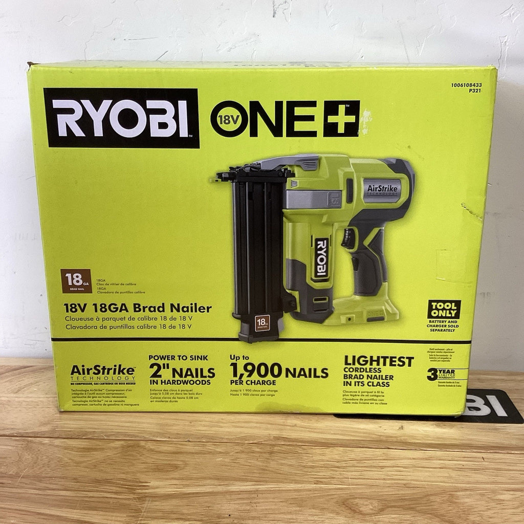 Ryobi 18V Ryobi ONE+ 18-Gauge Cordless Airstrike Brad Nailer (Tool Only) P321