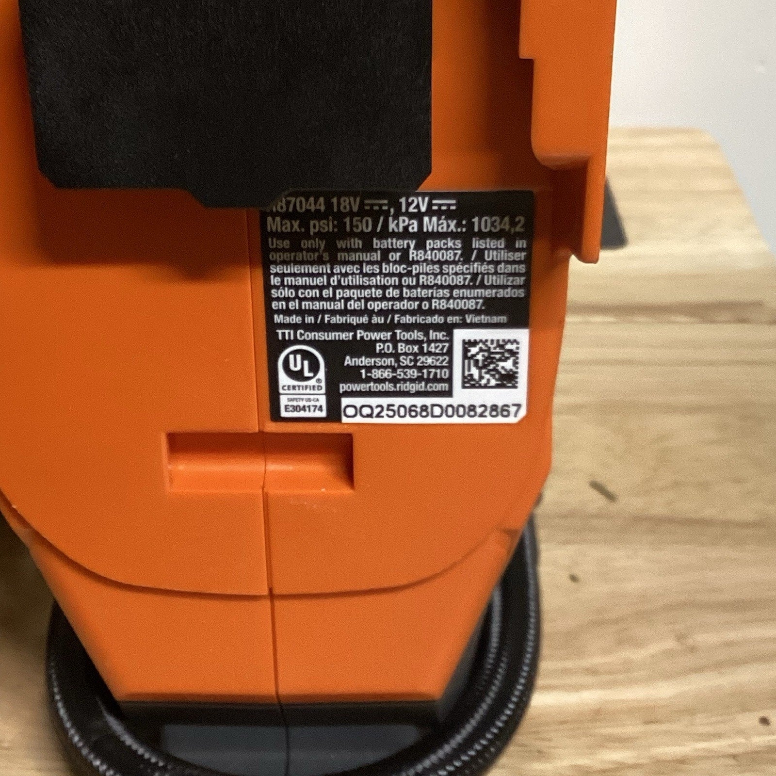 Ridgid R87044 Digital Inflator