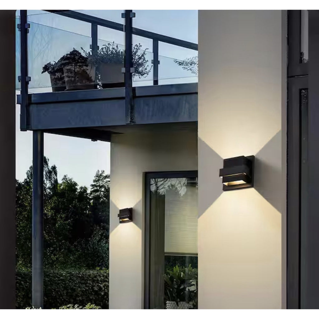 Laplusbelle 2-Light LED Wall Lantern Sconce Matte Black LA2142-W