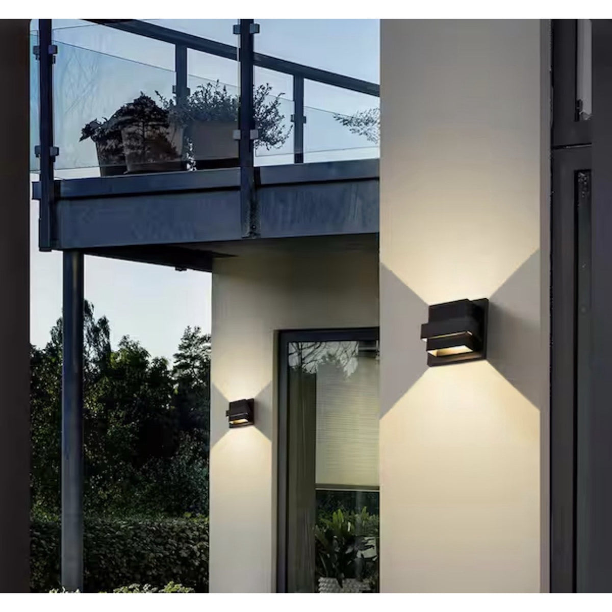 Laplusbelle 2-Light LED Wall Lantern Sconce Matte Black LA2142-W