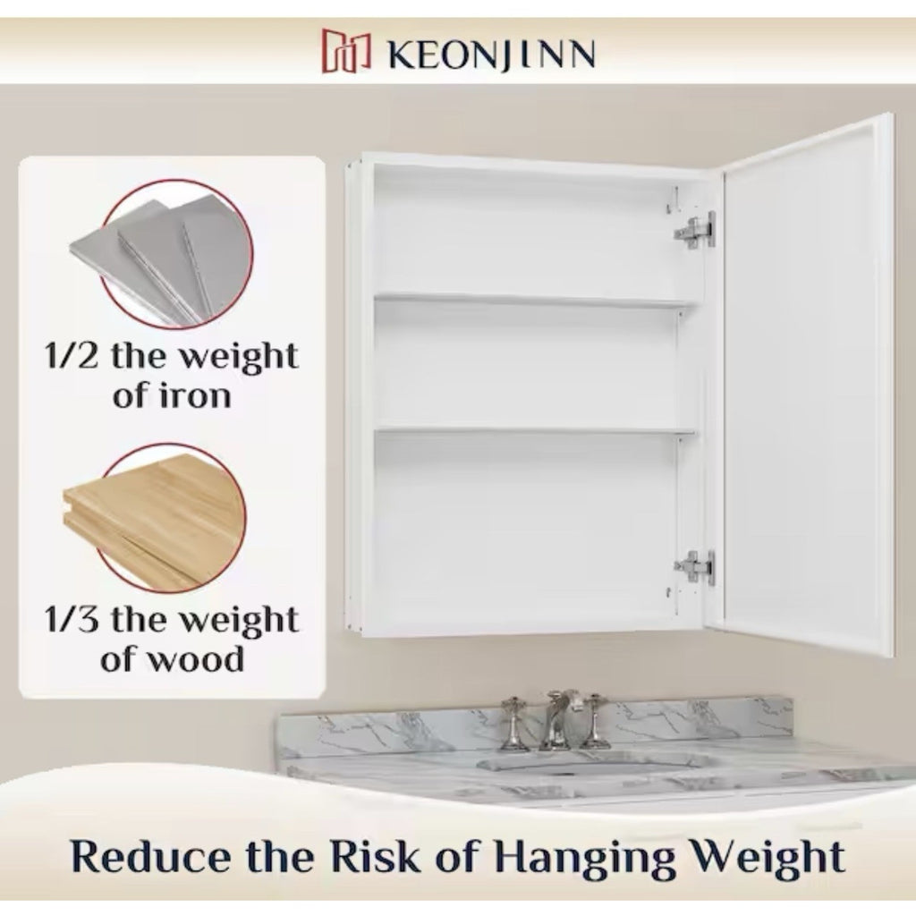 KeonJinn 16 in. W x 24 in. H Medicine Cabinet Rectangular Frameless