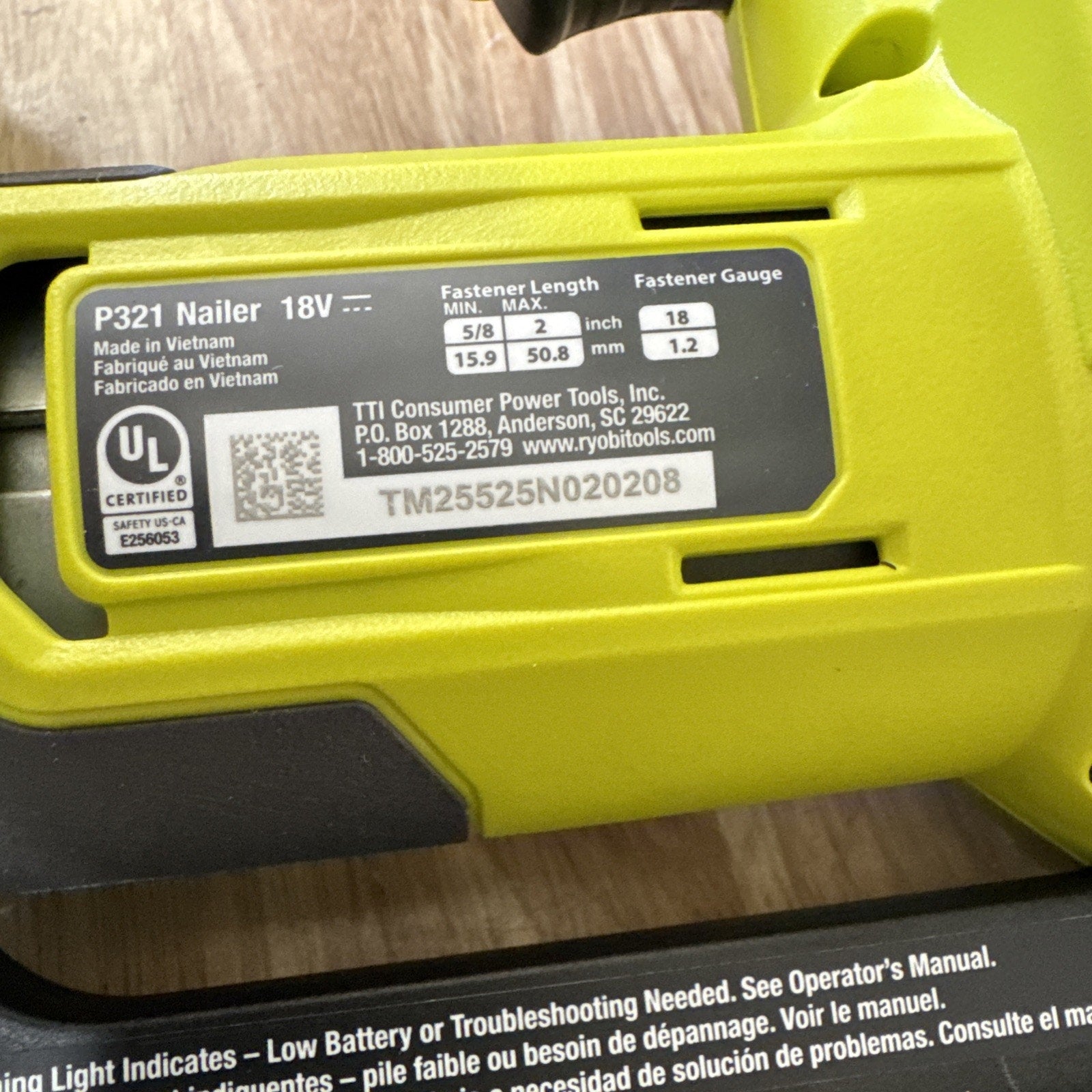 Ryobi 18V Ryobi ONE+ 18-Gauge Cordless Airstrike Brad Nailer (Tool Only) P321