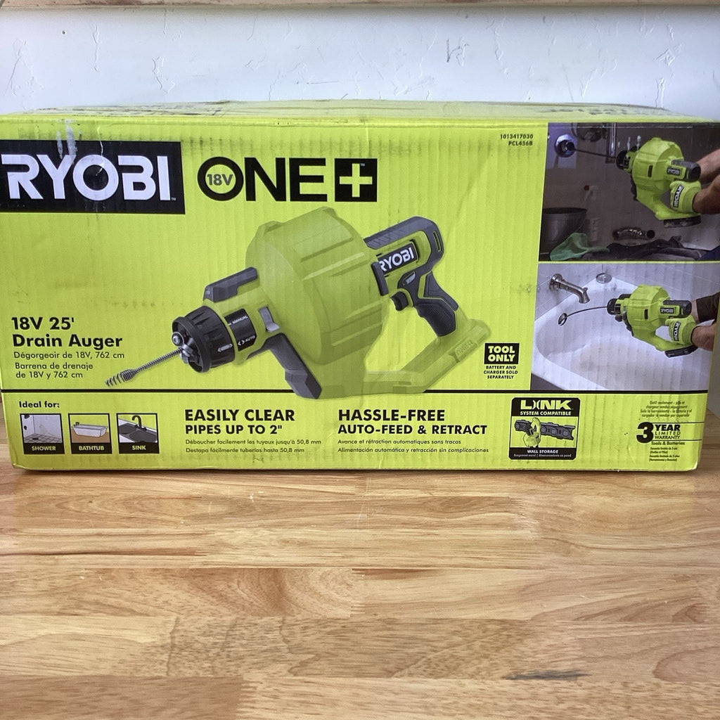 Ryobi ONE+ 18V Cordless Drain Auger with 25 Ft Cable (Tool Only) PCL456B