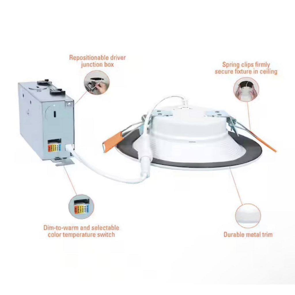 Halo 6 Inch 5-Color Selectable Baffle Downlight with Mounting Frame (3 Pack)