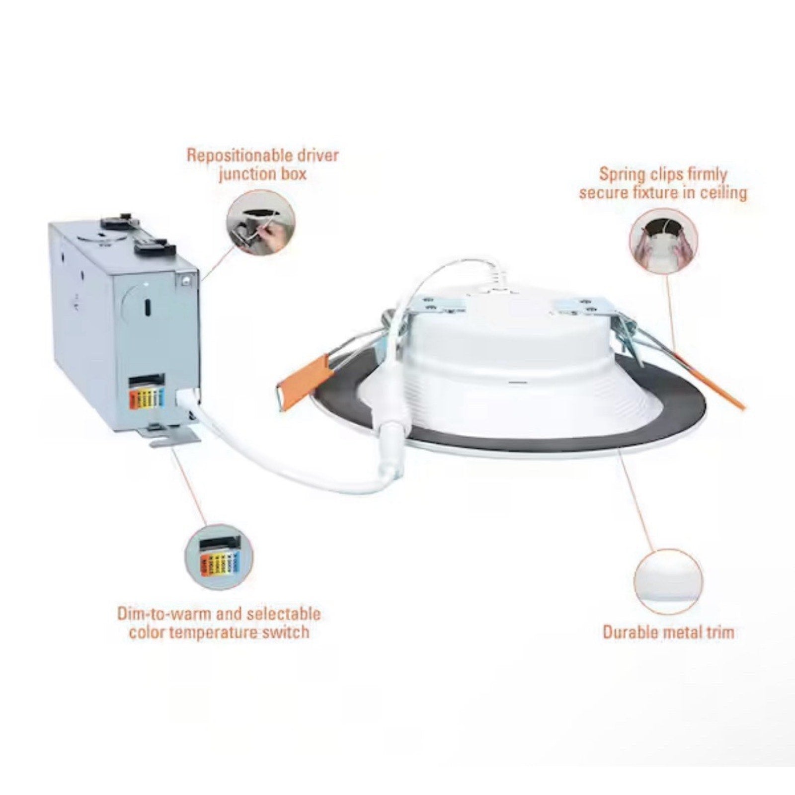 Halo 6 Inch 5-Color Selectable Baffle Downlight with Mounting Frame (3 Pack)