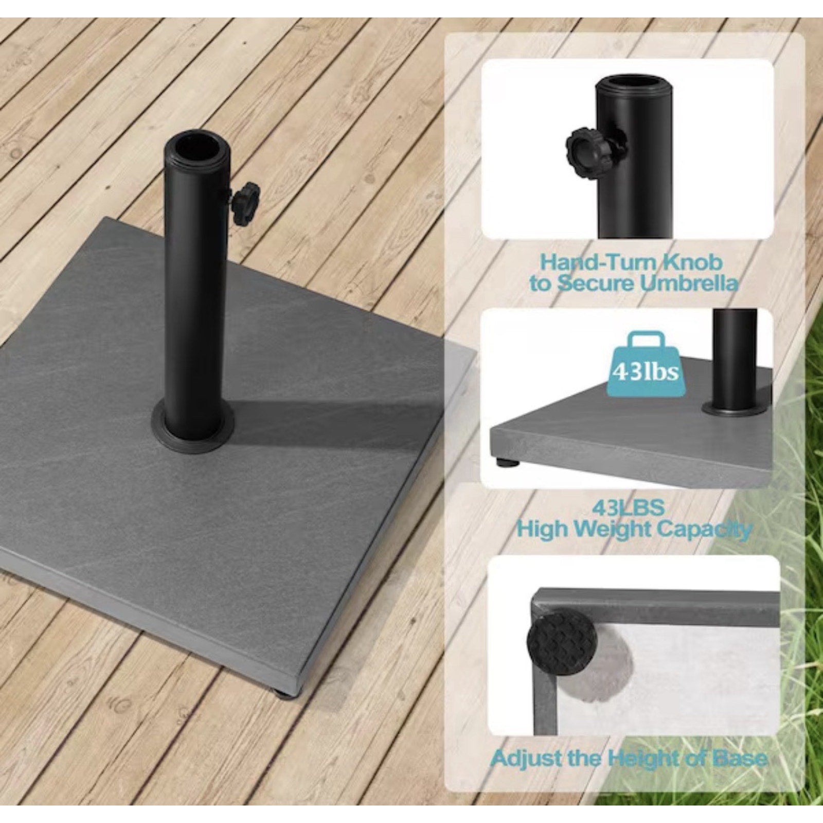 Pellebant 43 Pound Cement Concrete And Steel Umbrella Stand