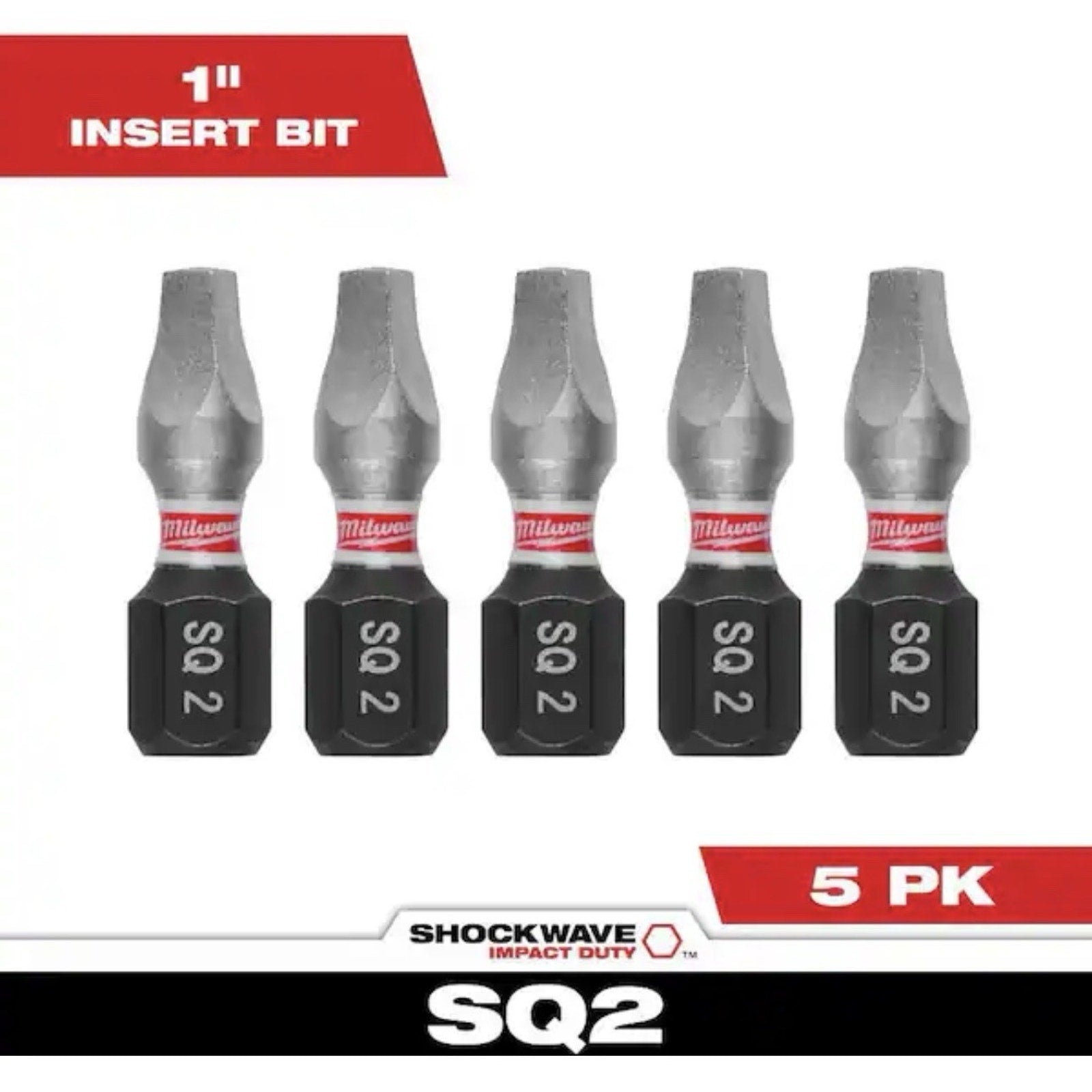 Milwaukee Tool 48-32-4605 Shockwave Impact Square Recess No. 2 Insert Bits