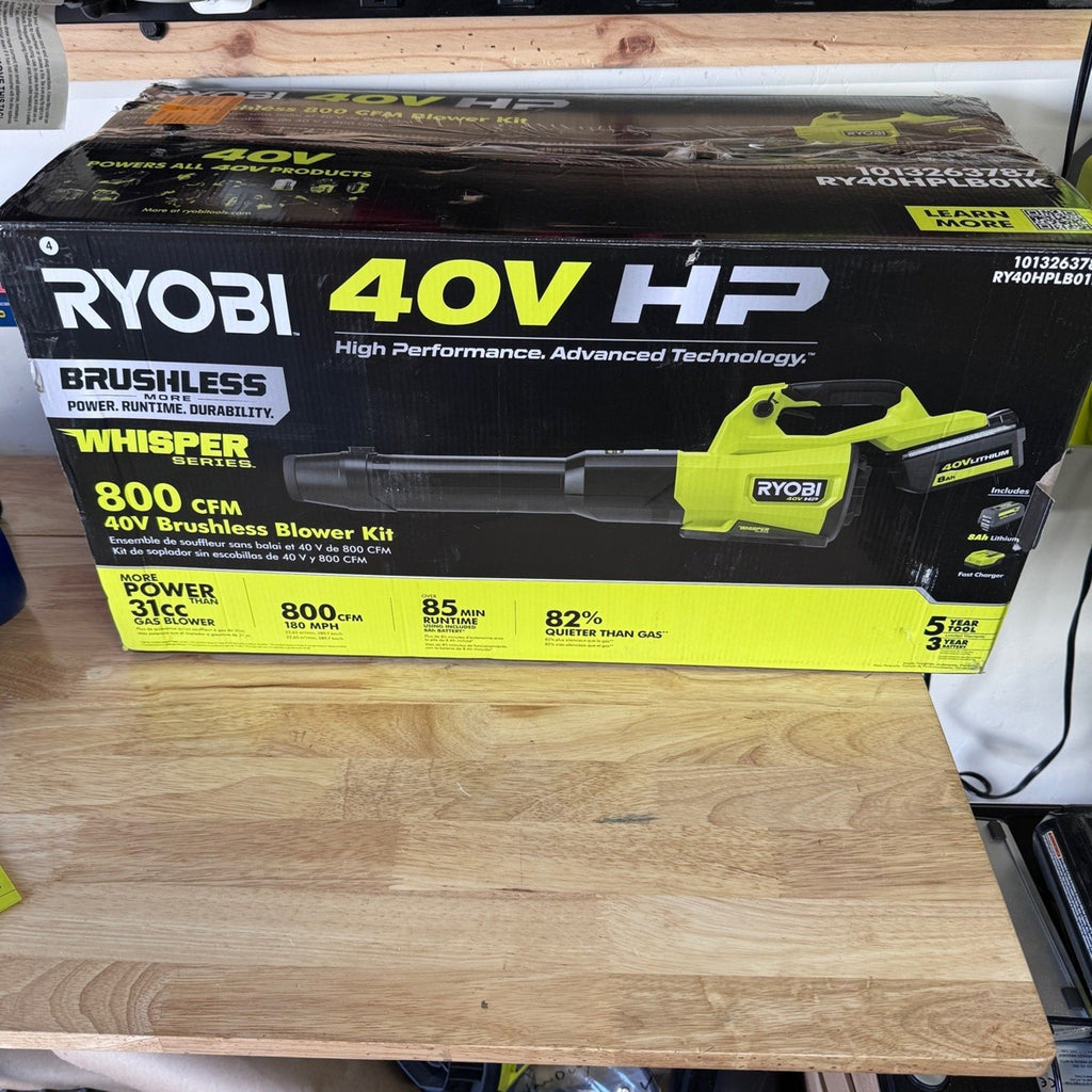 Ryobi RY40HPLB01K 40V HP 800 CFM Blower Kit 8.0Ah Battery Charger Tested