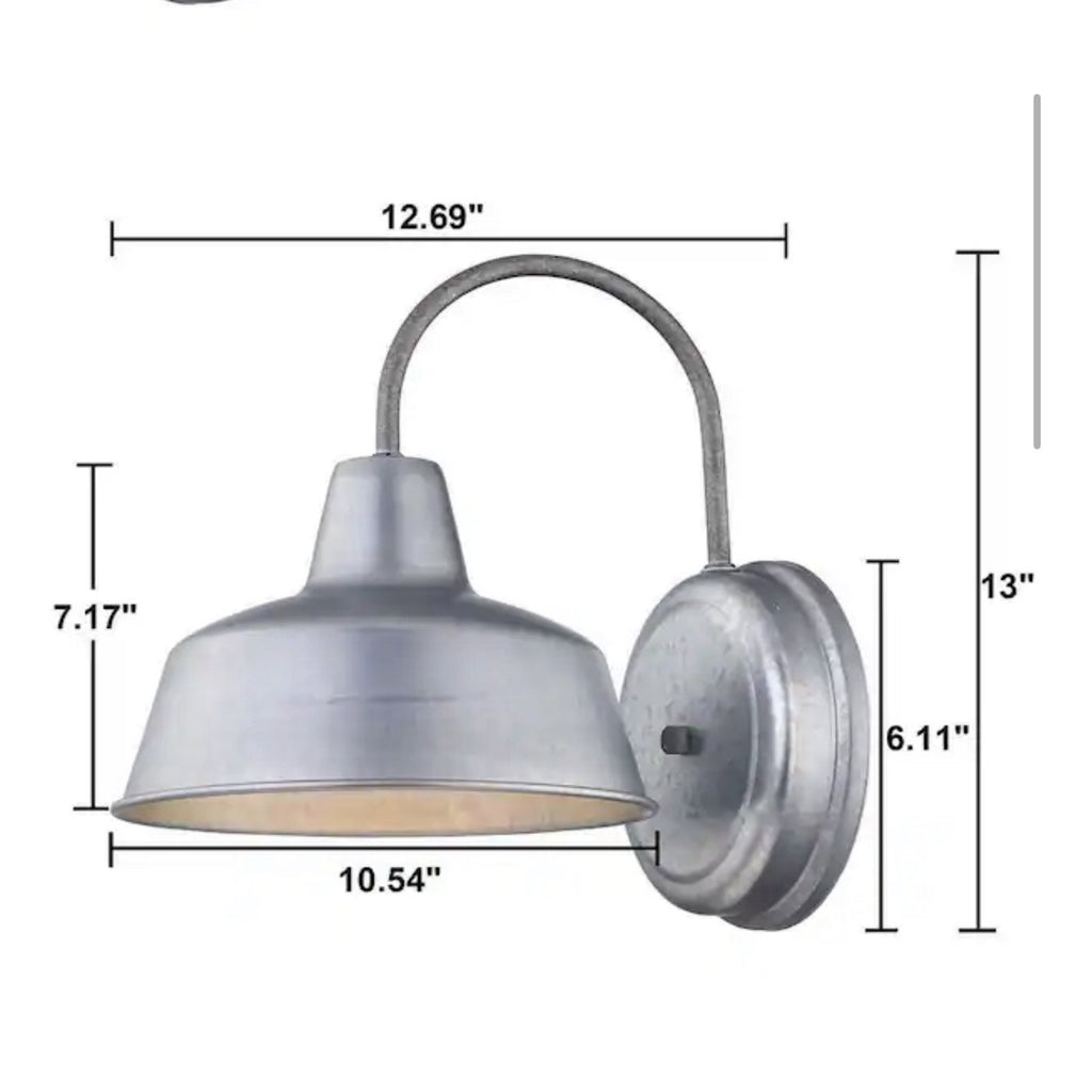1-Light Galvanized Gooseneck Barn Wall Light Outdoor Sconce 18281GD - Open Box