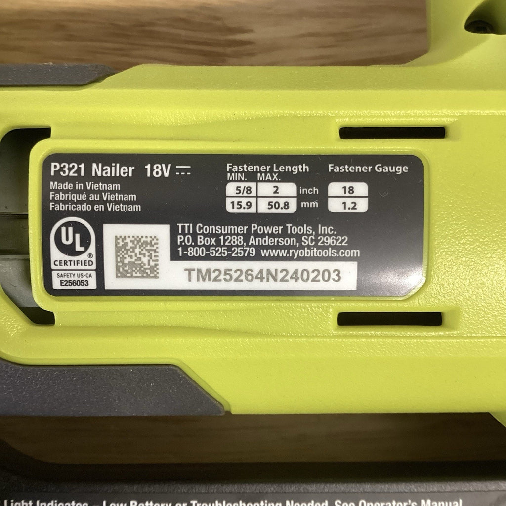 RYOBI 18V 18-Gauge Cordless AirStrike Brad Nailer (Tool Only)