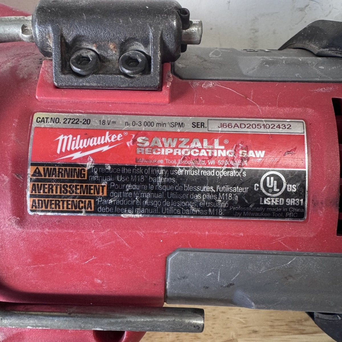 Milwaukee 2722-20 M18 FUEL Super SAWZALL Reciprocating Saw Tool Only Used
