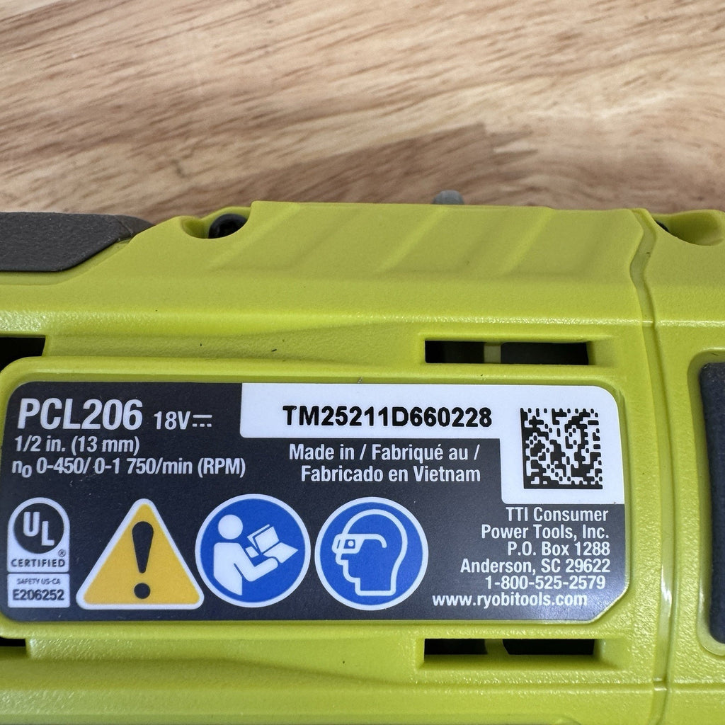 RYOBI PCL206 ONE+ 18V Cordless 1/2 in. Drill/Driver (Tool Only)