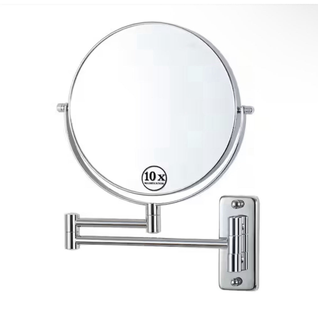 8 in. W x 8 in. H Small Round 10X HD Magnifying 2-Side Bathroom Mirror Chrome