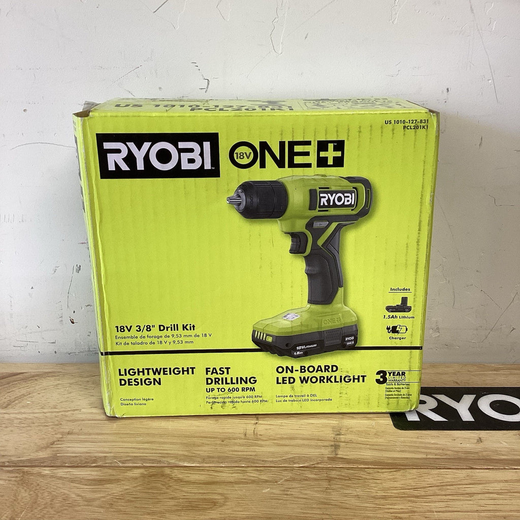 RYOBI ONE+ 18V 3/8 in Drill/Driver Kit 1.5 Ah Battery & Charger PCL201K1 (OB)