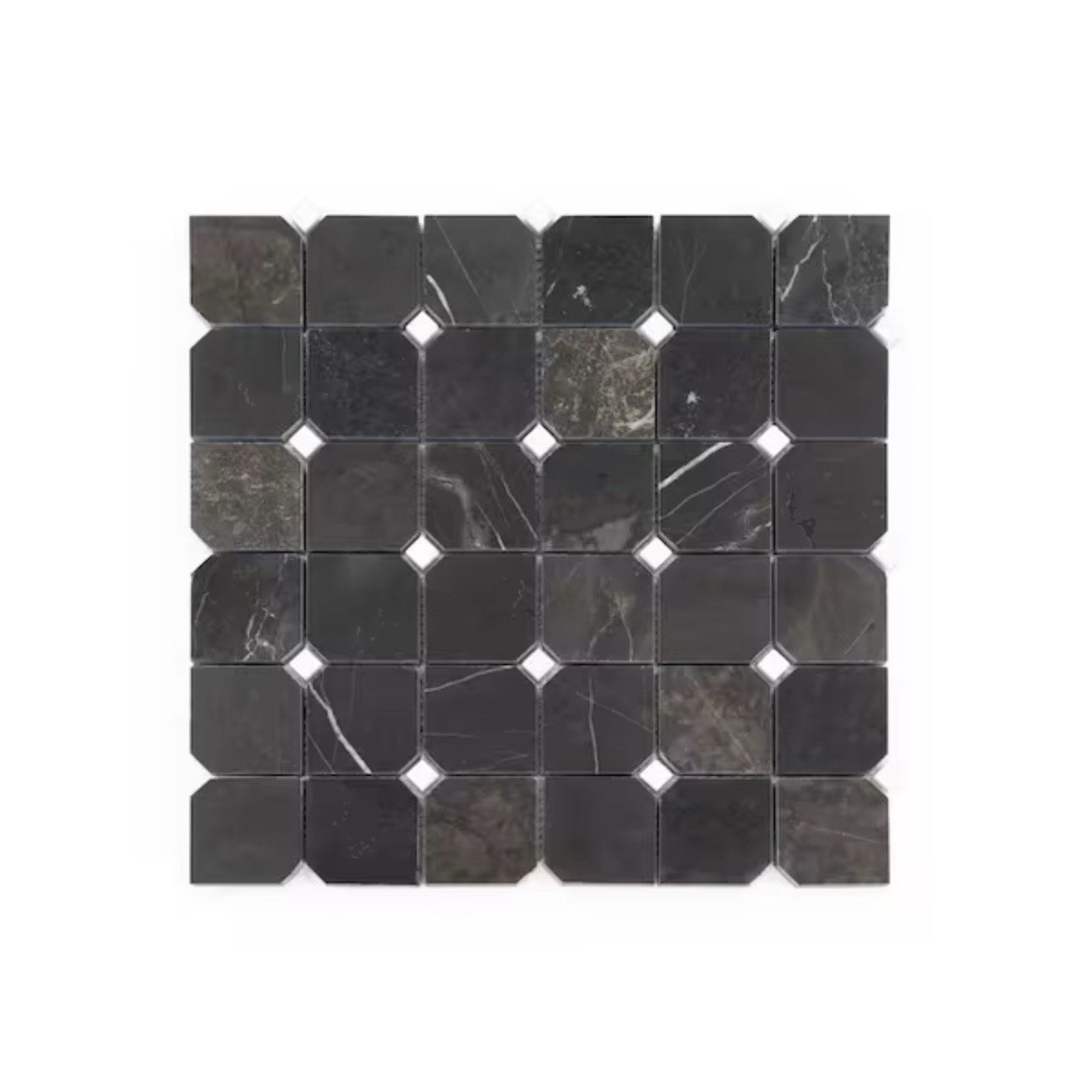 Fortune Black 11.625 in. x 11.625 in. Polished Black/White 39 Pieces MSRP $500+