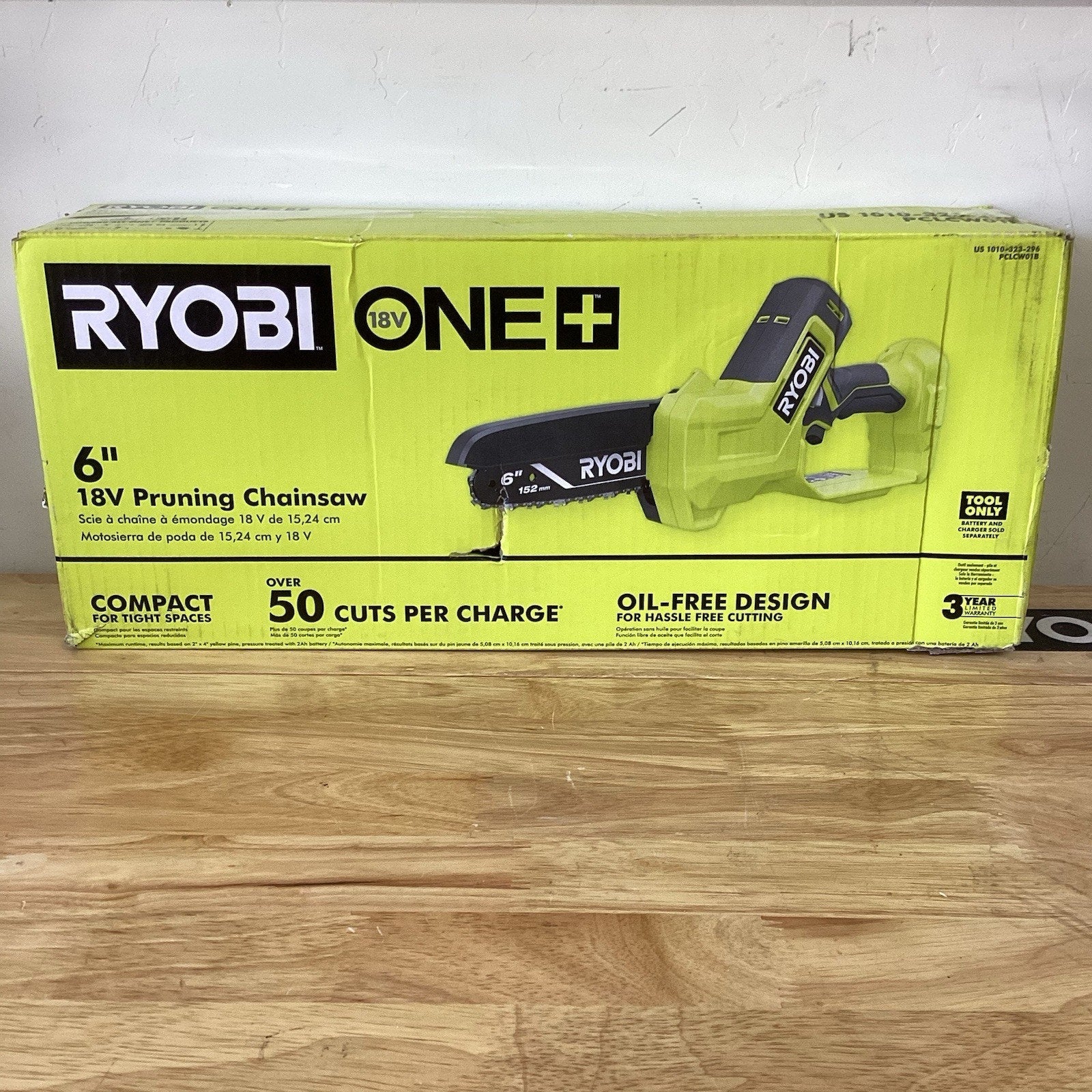 RYOBI 18V Compact Pruning Mini Chainsaw 6" Cordless (Tool Only) PCLCW01B Trimmer