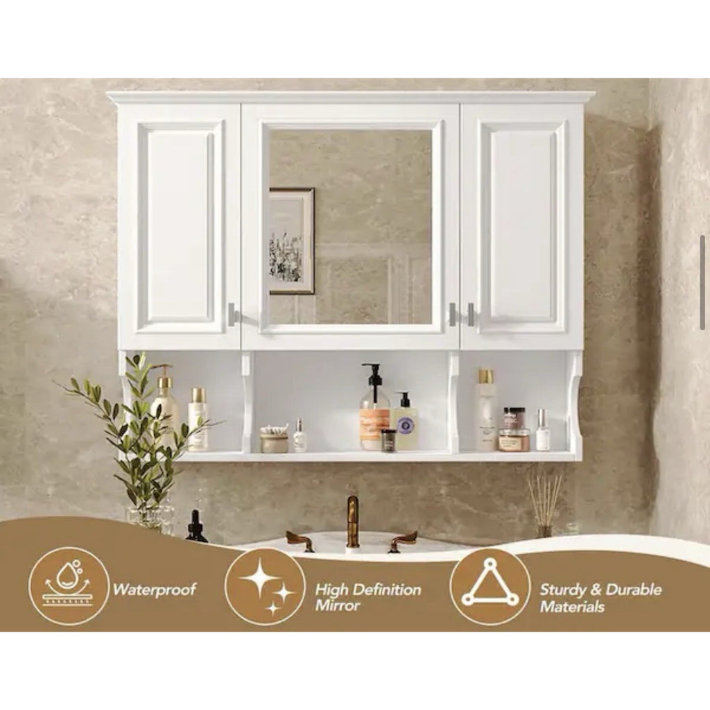 EPOWP 35 in. W x 28.7 in. H Rectangular White MDF Surface Mount Medicine Cabinet