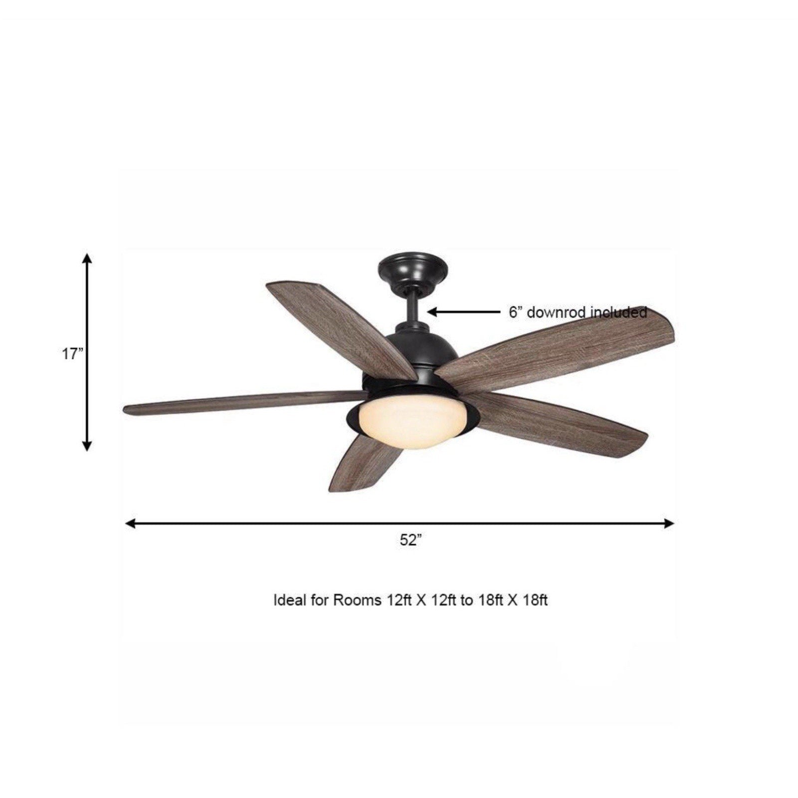 Home Decorators Collection Ackerly 52" LED Natural Iron Ceiling Fan (56014)