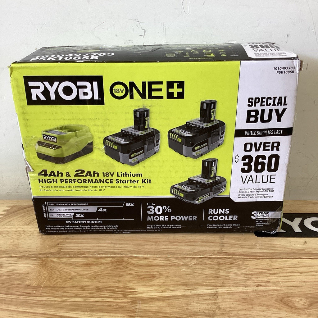 RYOBI 18V Lithium High Performance Starter Kit W/ 3 Batteries & Charger PSK108SB