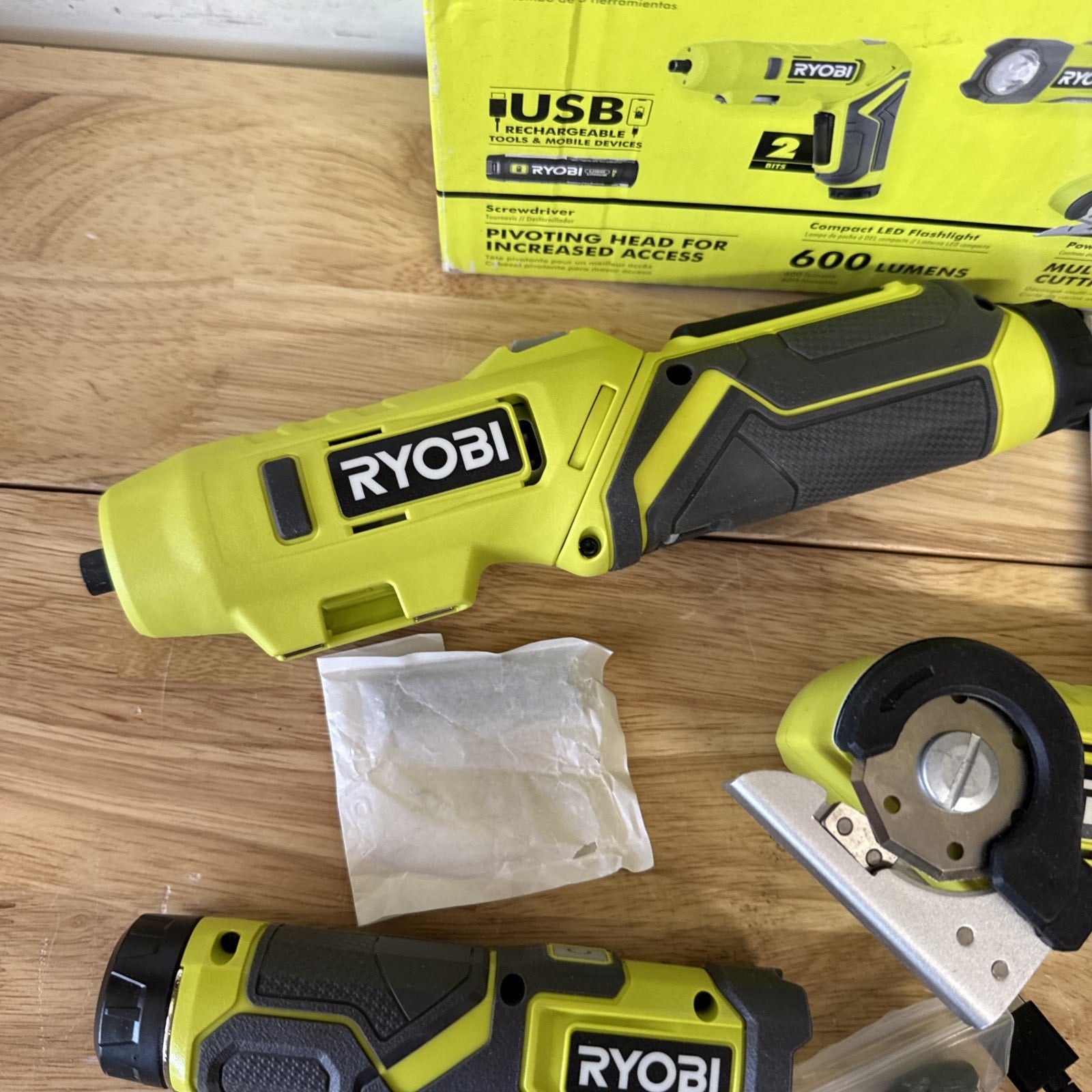 RYOBI USB LITHIUM 3-TOOL CORDLESS COMBO KIT W/ BATTERY & CHARGING CABLE FVK101K1