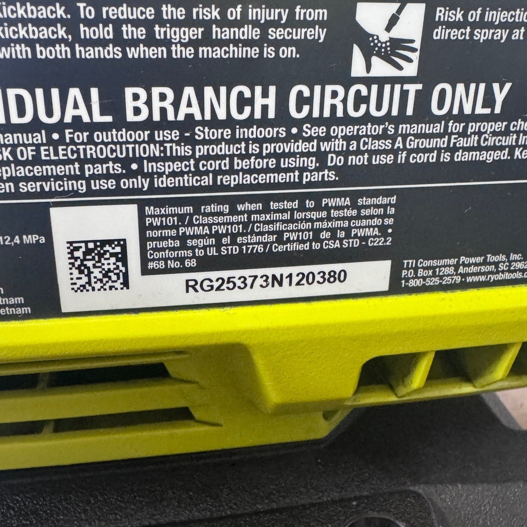 Ryobi RY141803 CORDED 1800 PSI Electric Pressure Washer Tested Complete