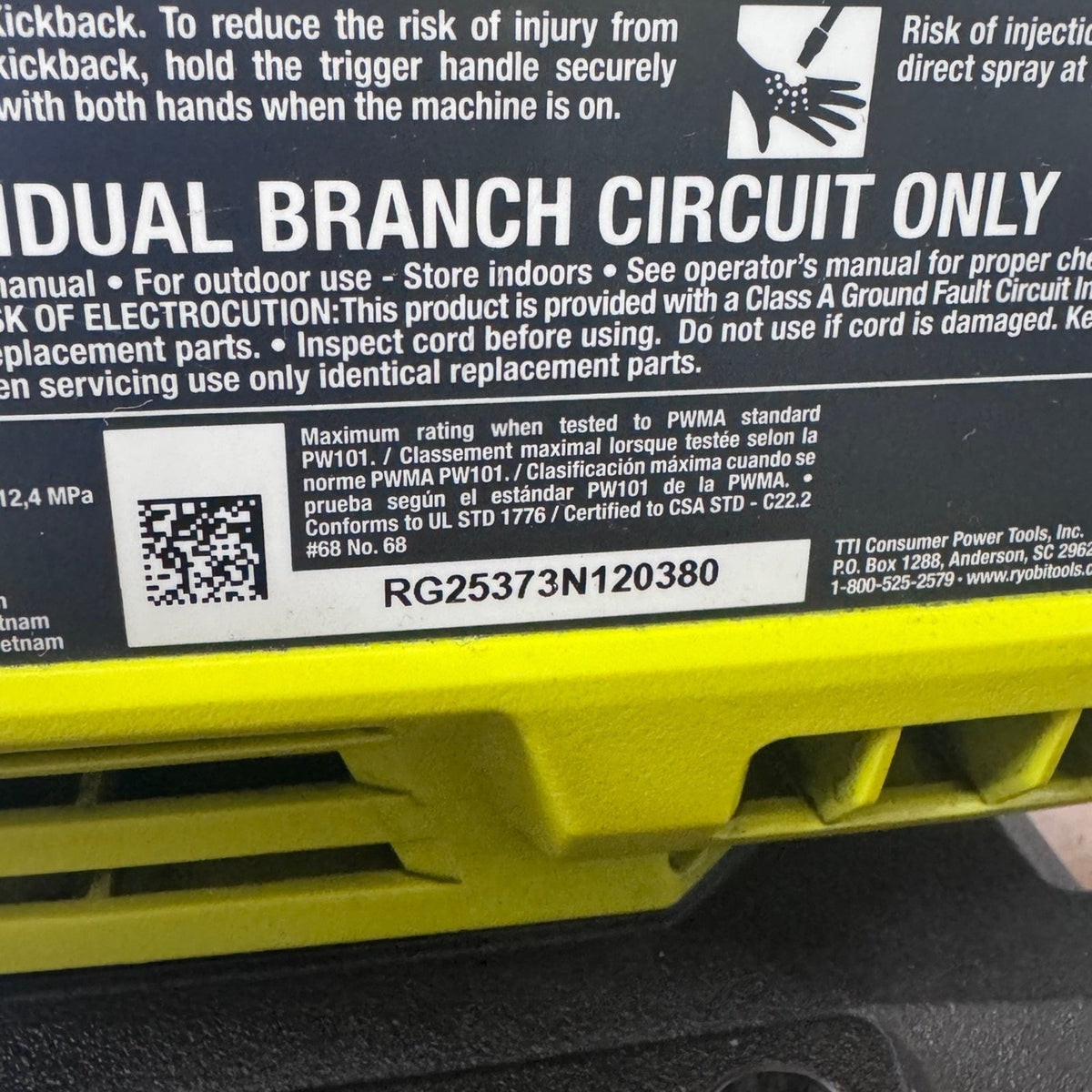 Ryobi RY141803 CORDED 1800 PSI Electric Pressure Washer Tested Complete