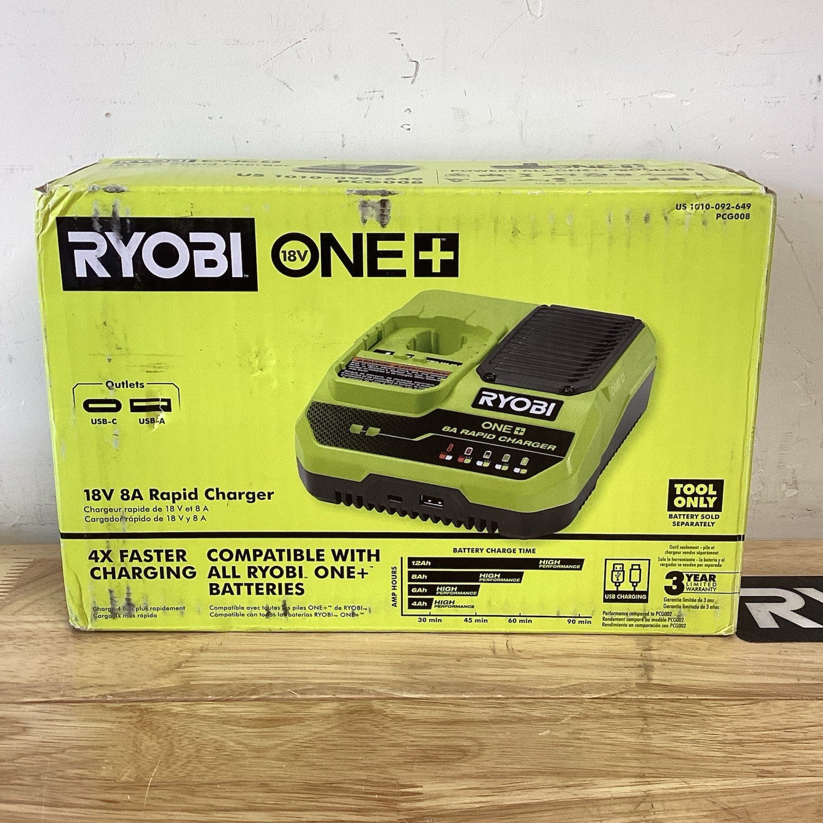 Ryobi One+ 18V 8A Rapid Charger Genuine OEM Model PCG008
