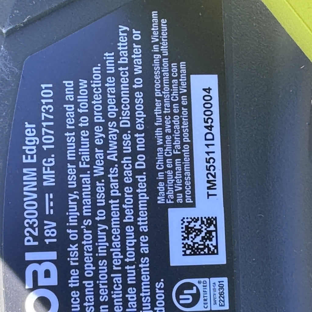 RYOBI P2300BTL 18V ONE+ Cordless Edger Tool Only - Used