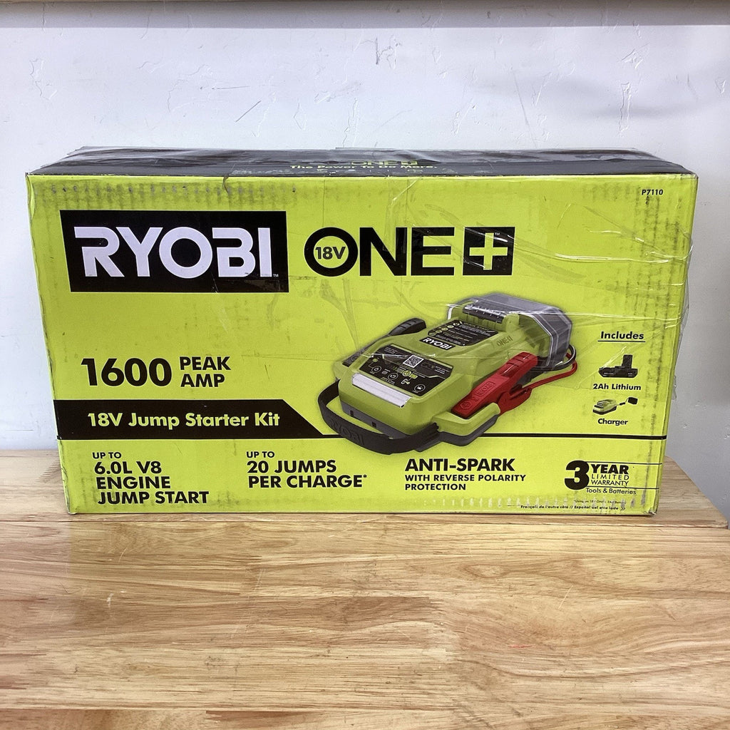 RYOBI ONE+ 18V Cordless 1600A Jump Starter with 2.0 Ah Battery and Charger P7110