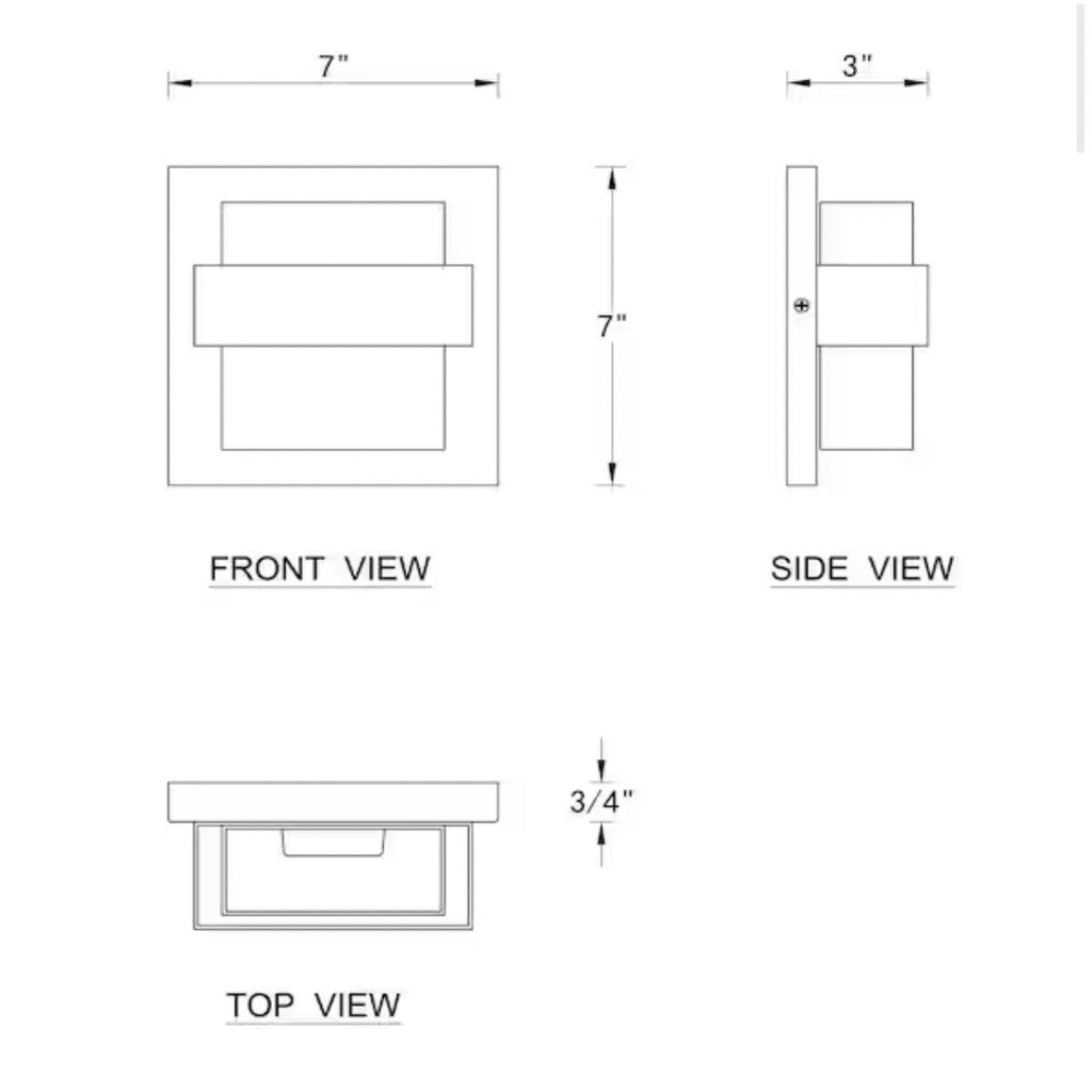 Laplusbelle 2-Light LED Wall Lantern Sconce Matte Black LA2142-W