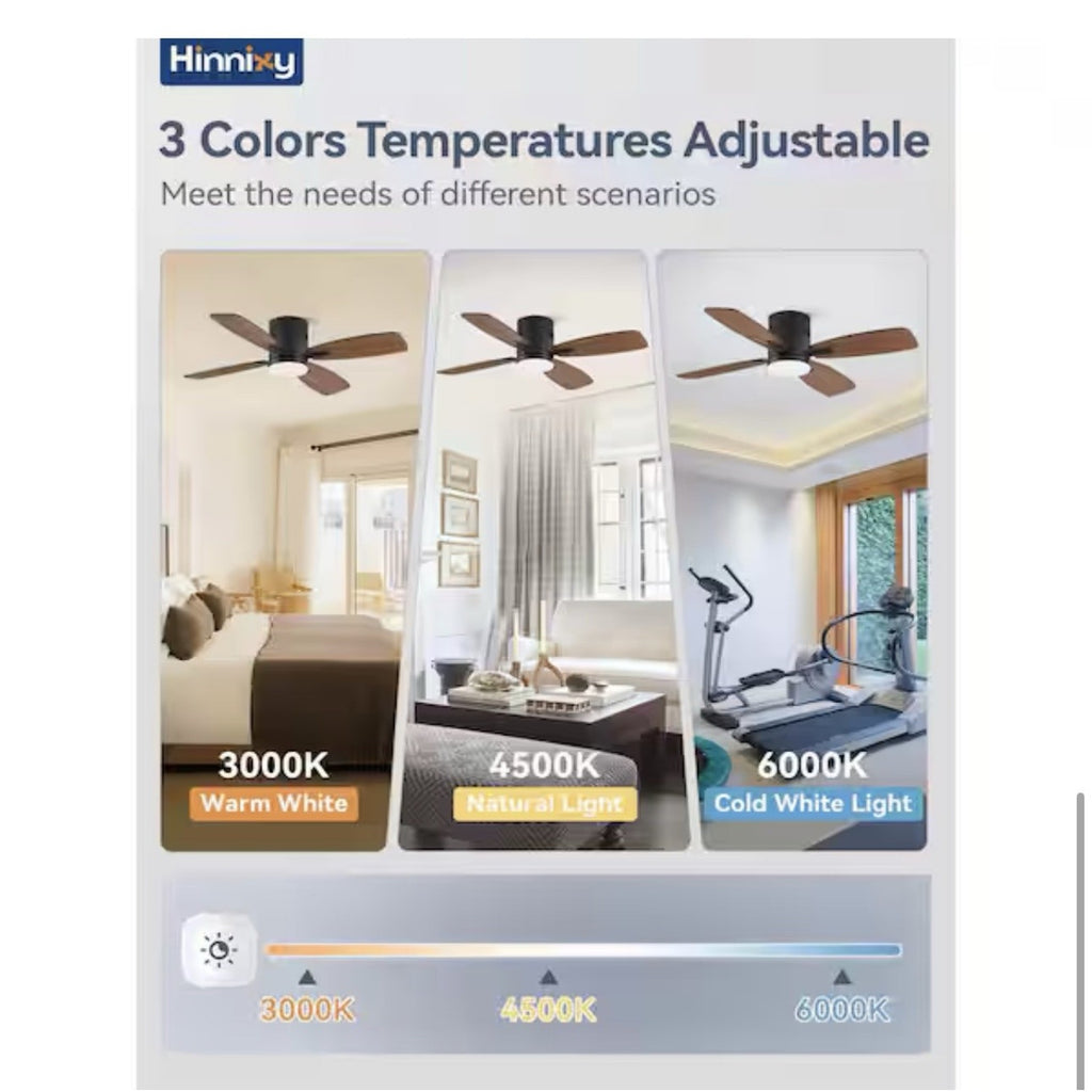 HINNIXY 42in Black Ceiling Fan LED Light Remote Y23FSD0053-2801HD OB