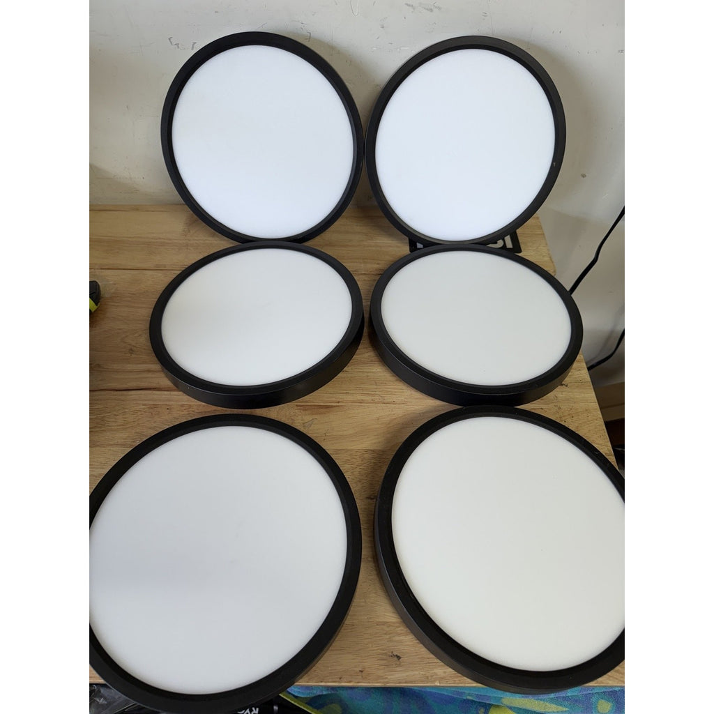 Lot of 6: 9in Ultra Slim LED Flush Mount Ceiling Lights Black OB