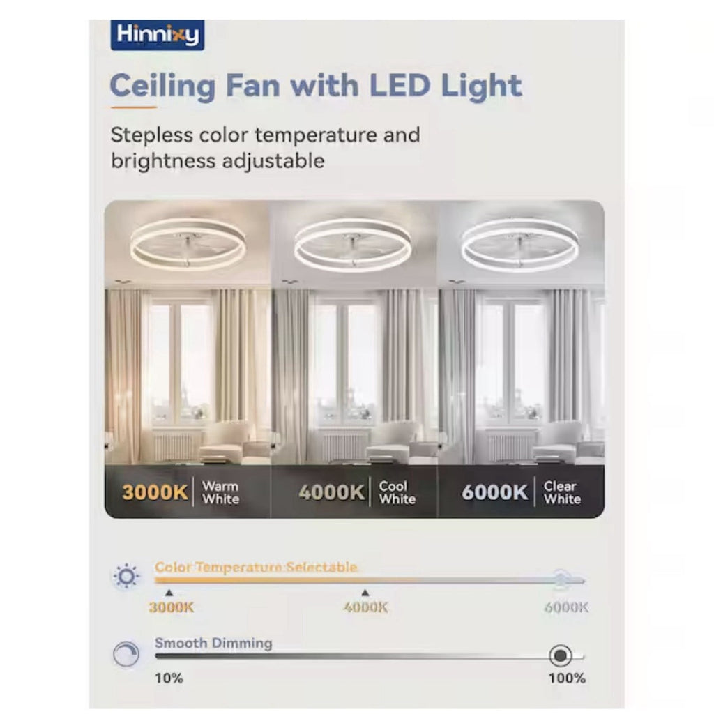 HINNIXY 20 in. Smart Indoor Matte White Fan