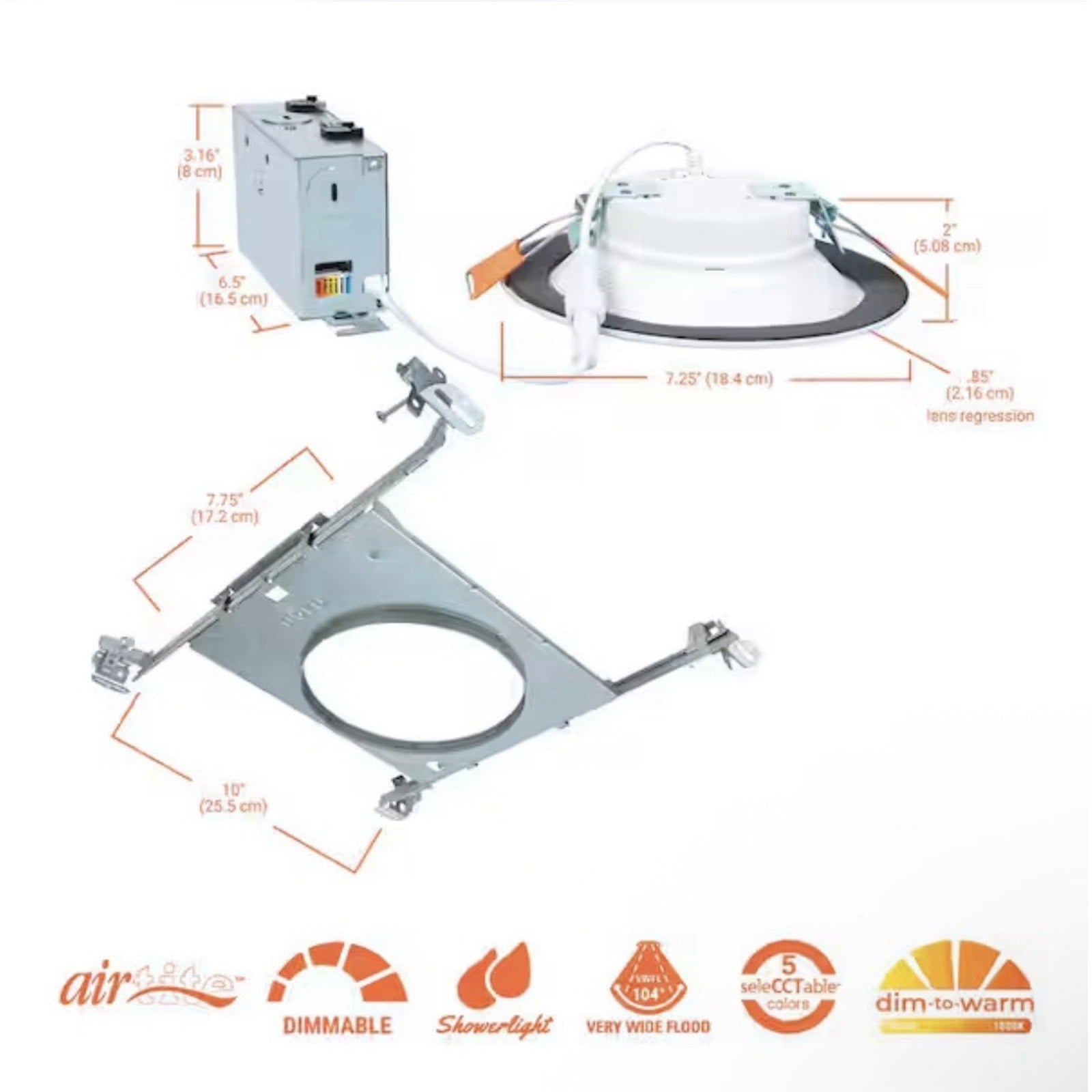 Halo 6 Inch 5-Color Selectable Baffle Downlight with Mounting Frame (3 Pack)